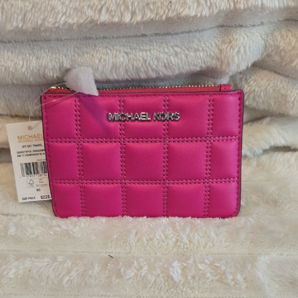 Michael Kors Handbags - Michael Kors Fuchsia Quilted Id/coin Holder NWT